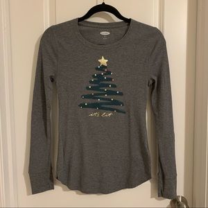 NEW Old Navy Gray Waffle Long Sleeve Sleep Top, S
